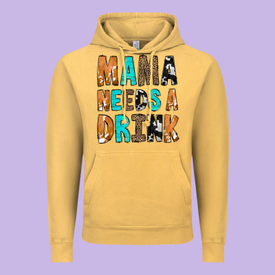 Mama Needs A Drink Vintage Hoodie Designed By Cowcowdesign