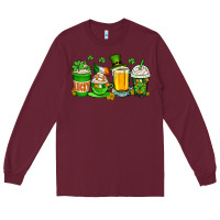 Burgundy St. Patrick's Day coffee cups Long Sleeve Tee - OliviaCreatesArt