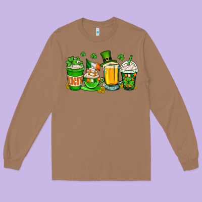 St. Patrick's Day Coffee Cups Long Sleeve Tee Designed By Oliviacreatesart