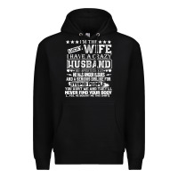 Black i am a lucky wife i have a crazy husband valentine gift Premium Hoodie - longCreatives