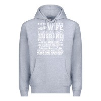 Heather Grey i am a lucky wife i have a crazy husband valentine gift Premium Hoodie - longCreatives