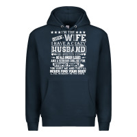 Navy i am a lucky wife i have a crazy husband valentine gift Premium Hoodie - longCreatives