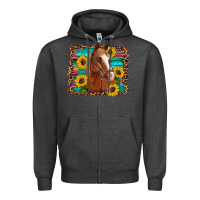 Charcoal Heather horse sunflowers turquoise wooden serape leopard Zipper Hoodie - Artiststas