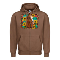 Chestnut horse sunflowers turquoise wooden serape leopard Zipper Hoodie - Artiststas