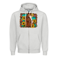 Dove Grey horse sunflowers turquoise wooden serape leopard Zipper Hoodie - Artiststas