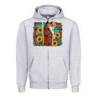 Heather Grey horse sunflowers turquoise wooden serape leopard Zipper Hoodie - Artiststas