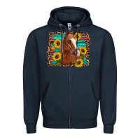 Navy horse sunflowers turquoise wooden serape leopard Zipper Hoodie - Artiststas