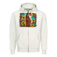 Oatmeal Heather horse sunflowers turquoise wooden serape leopard Zipper Hoodie - Artiststas