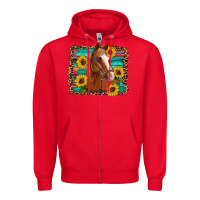 Red horse sunflowers turquoise wooden serape leopard Zipper Hoodie - Artiststas