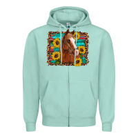 Seafoam horse sunflowers turquoise wooden serape leopard Zipper Hoodie - Artiststas