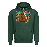 Sports Green horse sunflowers turquoise wooden serape leopard Zipper Hoodie - Artiststas
