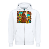 White horse sunflowers turquoise wooden serape leopard Zipper Hoodie - Artiststas