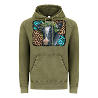 Vintage Olive Floral Cow Leopard Gemstone Vintage Hoodie - CowCowDesign