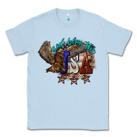 Dusty Blue God bless the USA Eagle 4th of july Classic Tee - HowdyJamesFarm