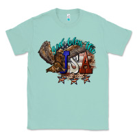 Seafoam God bless the USA Eagle 4th of july Classic Tee - HowdyJamesFarm