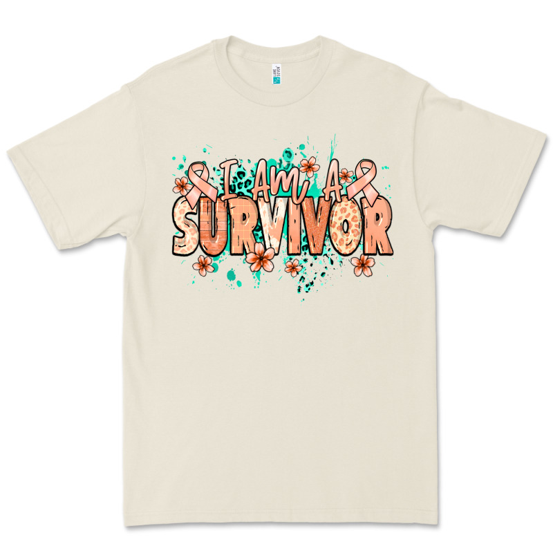 I Am A Survivor Peach Ribbon Premium Tee by NancyCooperArtShop | Teevron