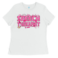 White breast cancer speech therapist Ladies Tee - texasbilliewilder