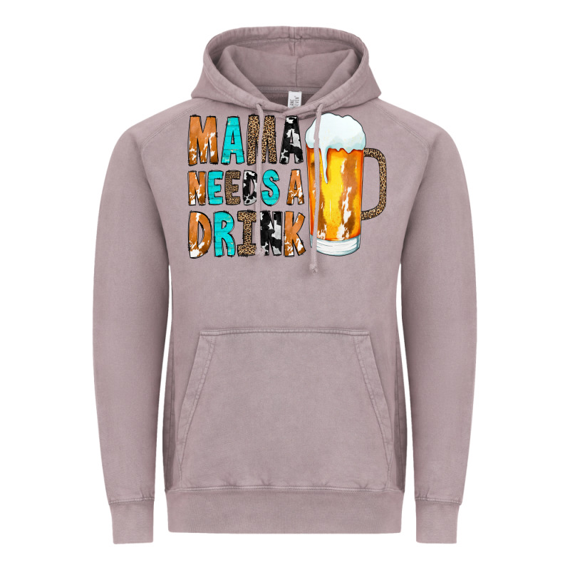 Mama Needs A Drink Vintage Hoodie by CowCowDesign | Teevron
