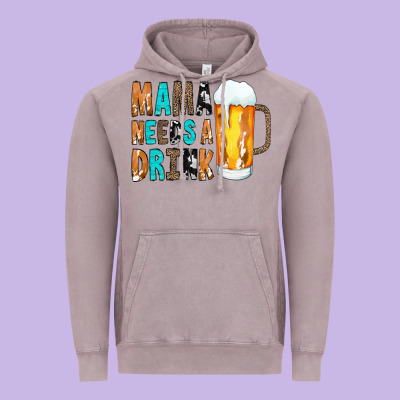 Mama Needs A Drink Vintage Hoodie Designed By Cowcowdesign