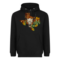 Black bull skull texas map western Heavyweight Hoodie - BarkalooDesign