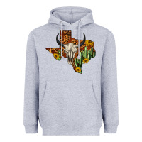 Heather Grey bull skull texas map western Heavyweight Hoodie - BarkalooDesign