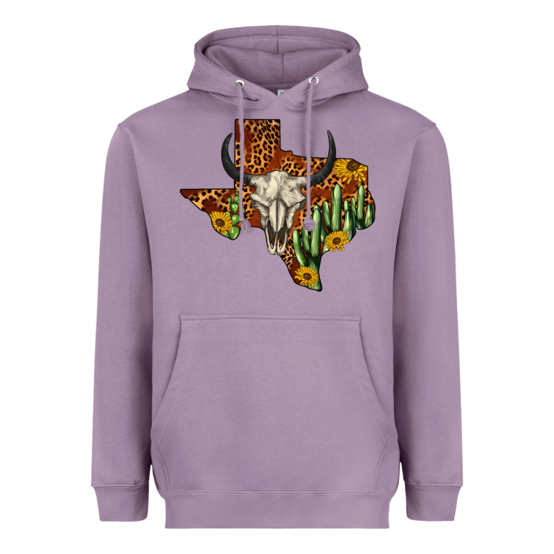 Bull Skull Texas Map Western Heavyweight Hoodie by BarkalooDesign | Teevron
