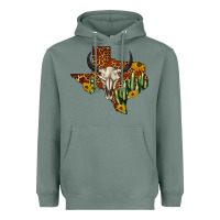 Sage bull skull texas map western Heavyweight Hoodie - BarkalooDesign