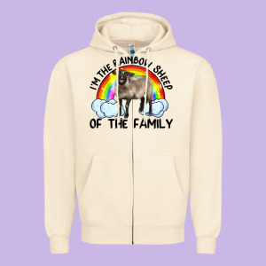 I'm The Rainbow Sheep Of The Family Suffolk Sheep Black Face Sheep Zipper Hoodie Designed By Artiststas