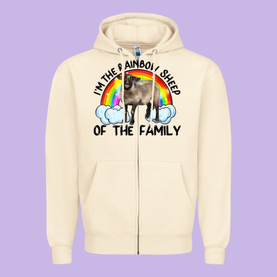 I'm The Rainbow Sheep Of The Family Suffolk Sheep Black Face Sheep Zipper Hoodie Designed By Artiststas
