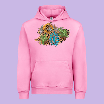 Horseshoe Leopard Gemstone Cactus Patch Urban Hoodie Designed By Adodesignshop