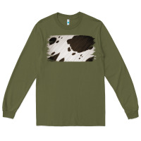 Army Green Cowhide Black and White Brush Strokes Background Long Sleeve Tee - Jasminsmagicworld