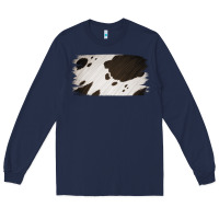 Navy Cowhide Black and White Brush Strokes Background Long Sleeve Tee - Jasminsmagicworld
