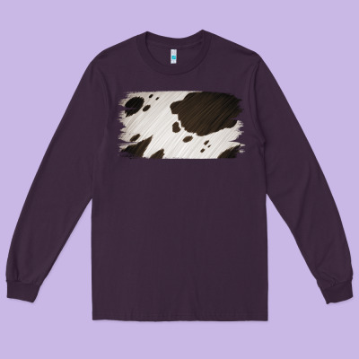 Cowhide Black And White Brush Strokes Background Long Sleeve Tee Designed By Jasminsmagicworld