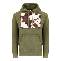 Vintage Olive Brown Cowhide Background Vintage Hoodie - CowCowDesign