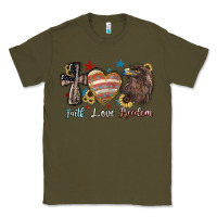 Army Green Faith love freedom 4th of july Classic Tee - HowdyJamesFarm