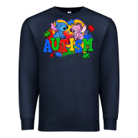 Navy autism stitch with lilo Premium Sweatshirt - AdoDesignShop