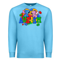 Ocean Blue autism stitch with lilo Premium Sweatshirt - AdoDesignShop