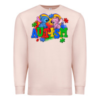 Pale Pink autism stitch with lilo Premium Sweatshirt - AdoDesignShop