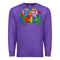 Purple autism stitch with lilo Premium Sweatshirt - AdoDesignShop