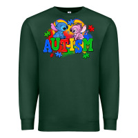Sports Green autism stitch with lilo Premium Sweatshirt - AdoDesignShop