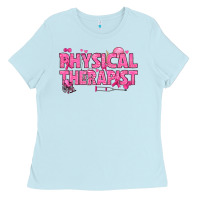 Baby Blue breast cancer physical therapist Ladies Tee - texasbilliewilder