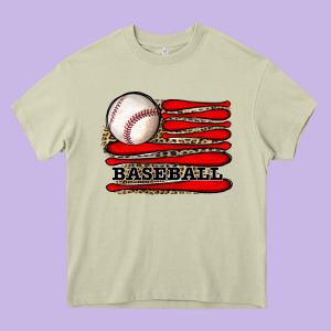 Leopard Baseball Flag Heavy Core Tee Designed By Jahusdesignshop