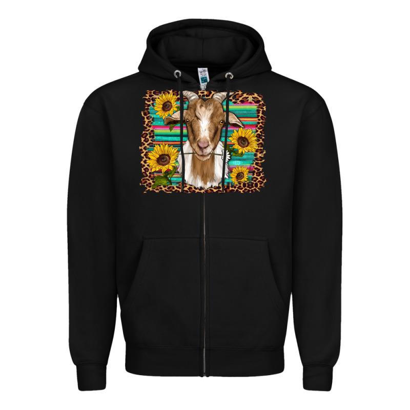 Goat Daisy Sunflowers Leopard Serape Glitter Zipper Hoodie by Artiststas | Teevron