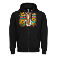 Black goat daisy sunflowers leopard serape glitter Zipper Hoodie - Artiststas