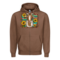 Chestnut goat daisy sunflowers leopard serape glitter Zipper Hoodie - Artiststas