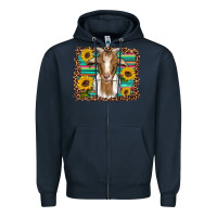 Navy goat daisy sunflowers leopard serape glitter Zipper Hoodie - Artiststas