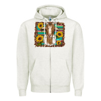 Oatmeal Heather goat daisy sunflowers leopard serape glitter Zipper Hoodie - Artiststas