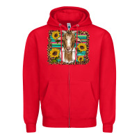 Red goat daisy sunflowers leopard serape glitter Zipper Hoodie - Artiststas