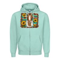 Seafoam goat daisy sunflowers leopard serape glitter Zipper Hoodie - Artiststas