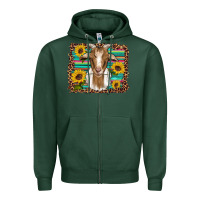 Sports Green goat daisy sunflowers leopard serape glitter Zipper Hoodie - Artiststas